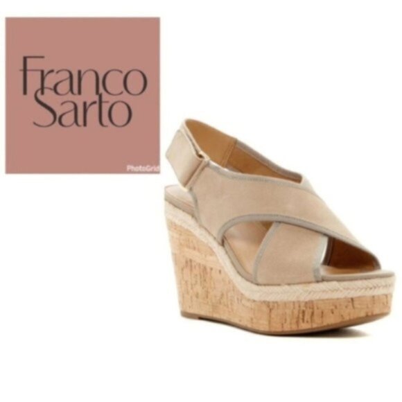 Franco Sarto Womens Tan Open Toe Cork Wedge Platform Sandals Sz 9.5 New - Picture 4 of 6